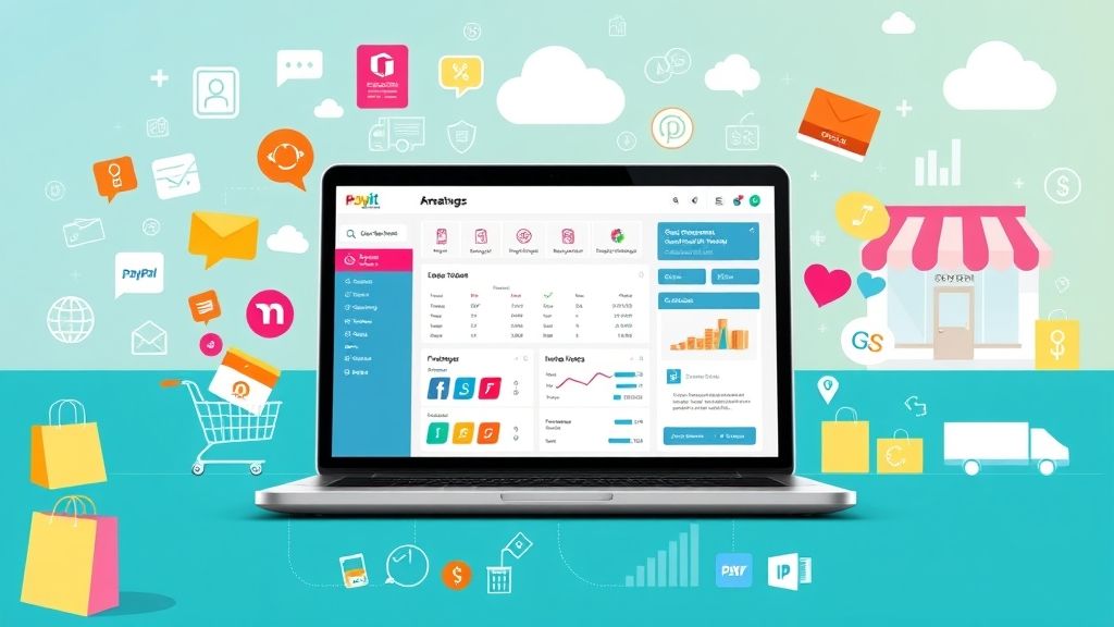 A%20vibrant%2C%20dynamic%20e commerce%20dashboard%20on%20a%20laptop%20screen%2C%20showcasing%20key%20features%20for%20online%20stores%20such%20as%20product%20management%2C%20secure%20payment%20integrations%2C%20customer%20analytics%2C%20and%20inventory%20tracking.%20Surrounding%20the%20screen%20are%20elements%20of%20a%20thriving%20online%20store%2C%20including%20shopping%20carts%2C%20product%20images%2C%20secure%20payment%20gateways%20(like%20credit%20cards%20and%20PayPal)%2C%20and%20shipping%20icons.%20The%20background%20includes%20an%20array%20of%20e commerce%20symbols%2C%20like%20shopping%20bags%2C%20order%20confirmations%2C%20and%20delivery%20trucks%2C%20with%20a%20digital%20storefront%20visible%20in%20the%20distance%2C%20symbolizing%20a%20successful%20online%20business.%20Include%20a%20cloud%20server%20icon%20to%20highlight%20the%20hosting%20infrastructure%20that%20powers%20these%20e commerce%20solutions